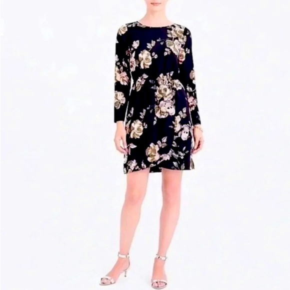 J. Crew Dresses & Skirts - J. Crew | Black Gold Floral Long Sleeve Cocktail Dress Women’s Size 12 NWT